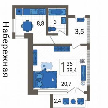Продается 1-комнатная квартира, 36 м²