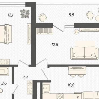 Продается 2-х комнатная квартира, 49 м²