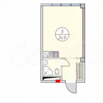 Продается 1-комнатная квартира, 24,9 м²