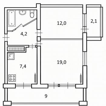Продается 2-х комнатная квартира, 53,1 м²