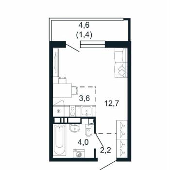 Продается 1-комнатная квартира, 23,8 м²