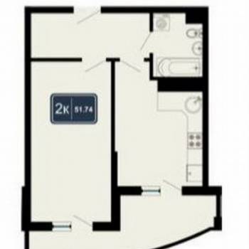 Продается 1-комнатная квартира, 51,7 м²