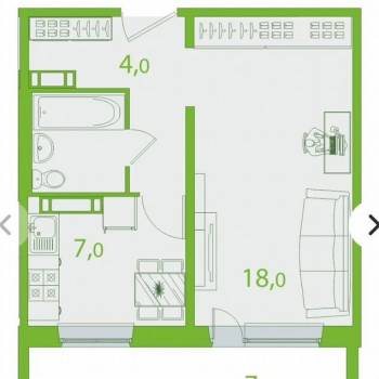 Сдается 1-комнатная квартира, 34,6 м²