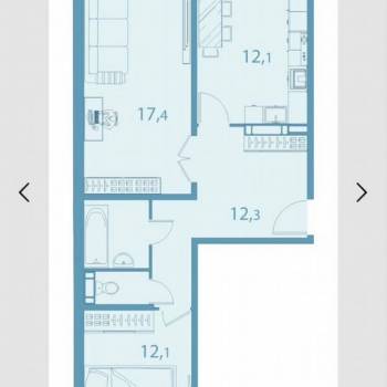 Продается 2-х комнатная квартира, 64,3 м²