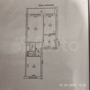 Продается 2-х комнатная квартира, 59,3 м²
