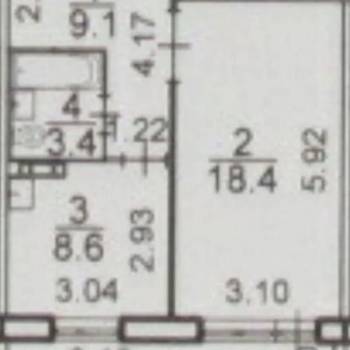 Продается 1-комнатная квартира, 39,5 м²