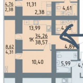 Сдается 1-комнатная квартира, 38,6 м²
