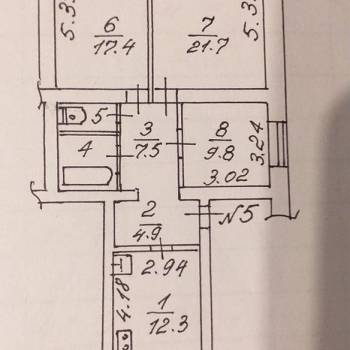 Продается 3-х комнатная квартира, 80 м²