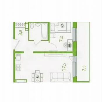 Сдается 2-х комнатная квартира, 34,4 м²