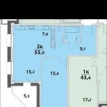 Сдается 2-х комнатная квартира, 56 м²