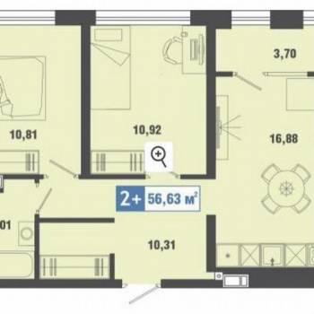 Сдается 2-х комнатная квартира, 56 м²
