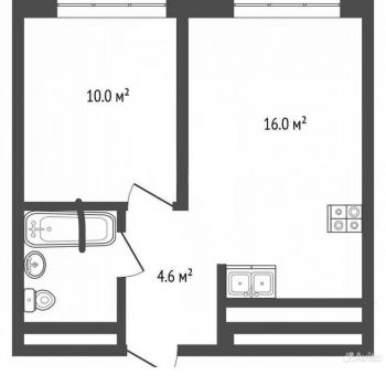Продается 1-комнатная квартира, 34,7 м²