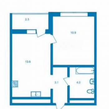 Продается 1-комнатная квартира, 33,9 м²