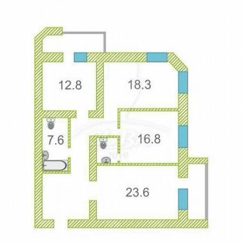 Продается 3-х комнатная квартира, 102 м²