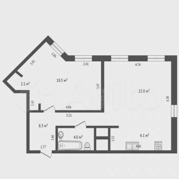 Сдается 2-х комнатная квартира, 64 м²