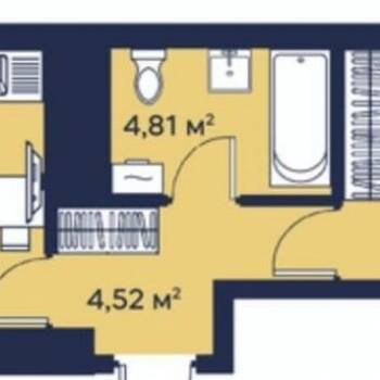 Продается 1-комнатная квартира, 40,7 м²