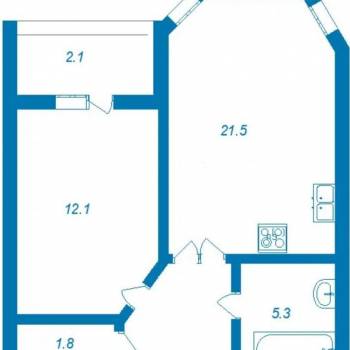 Продается 1-комнатная квартира, 45,5 м²