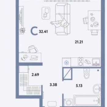 Сдается 1-комнатная квартира, 33 м²