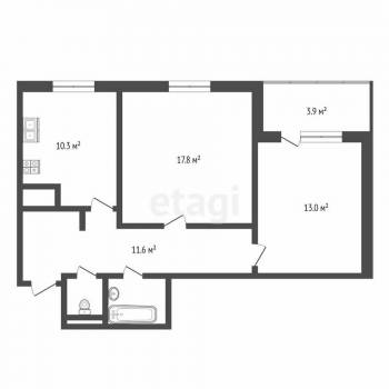 Продается 2-х комнатная квартира, 56,8 м²