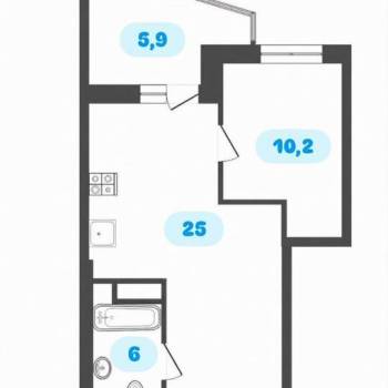 Продается 1-комнатная квартира, 47,1 м²