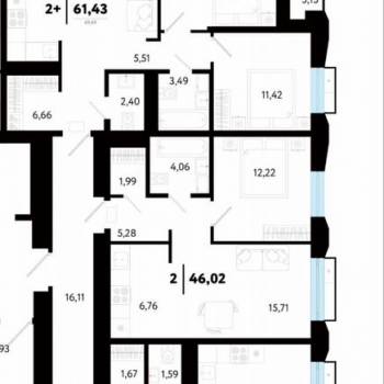 Продается 2-х комнатная квартира, 46 м²