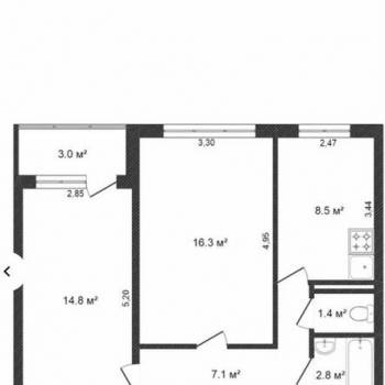 Продается 2-х комнатная квартира, 51 м²
