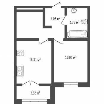 Продается 1-комнатная квартира, 58,2 м²