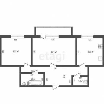 Продается 2-х комнатная квартира, 55,7 м²