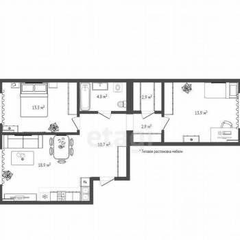 Продается 2-х комнатная квартира, 69,4 м²