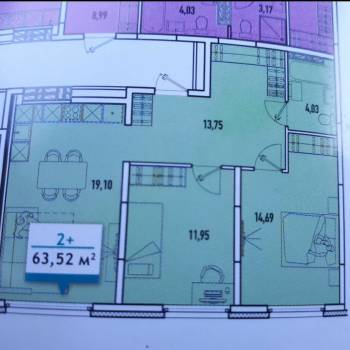 Продается 2-х комнатная квартира, 64,3 м²