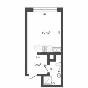 Продается 1-комнатная квартира, 23,1 м²
