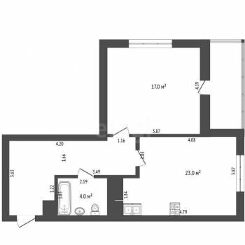 Продается 1-комнатная квартира, 50,5 м²