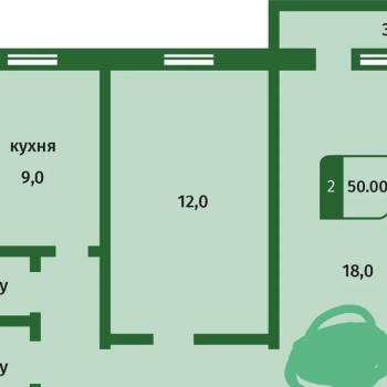 Продается 2-х комнатная квартира, 50 м²
